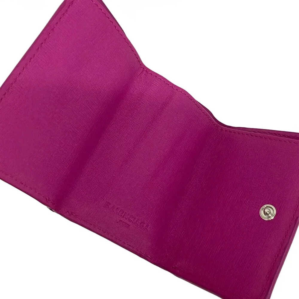 Balenciaga Essential Mini Wallet Trifold Wallet 410133 Pink Purple White - Picture 3 of 7